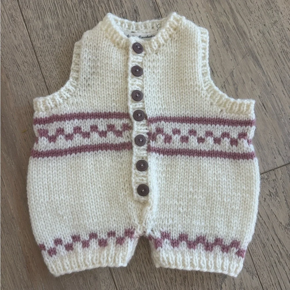 Cozy Cream and Purple Knit Baby Romper